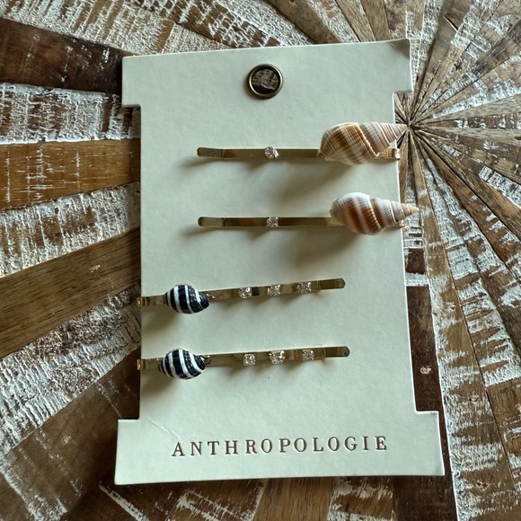 New🌟Anthropologie -Shell Bobby Pins, Set of 4 - Picture 5 of 5